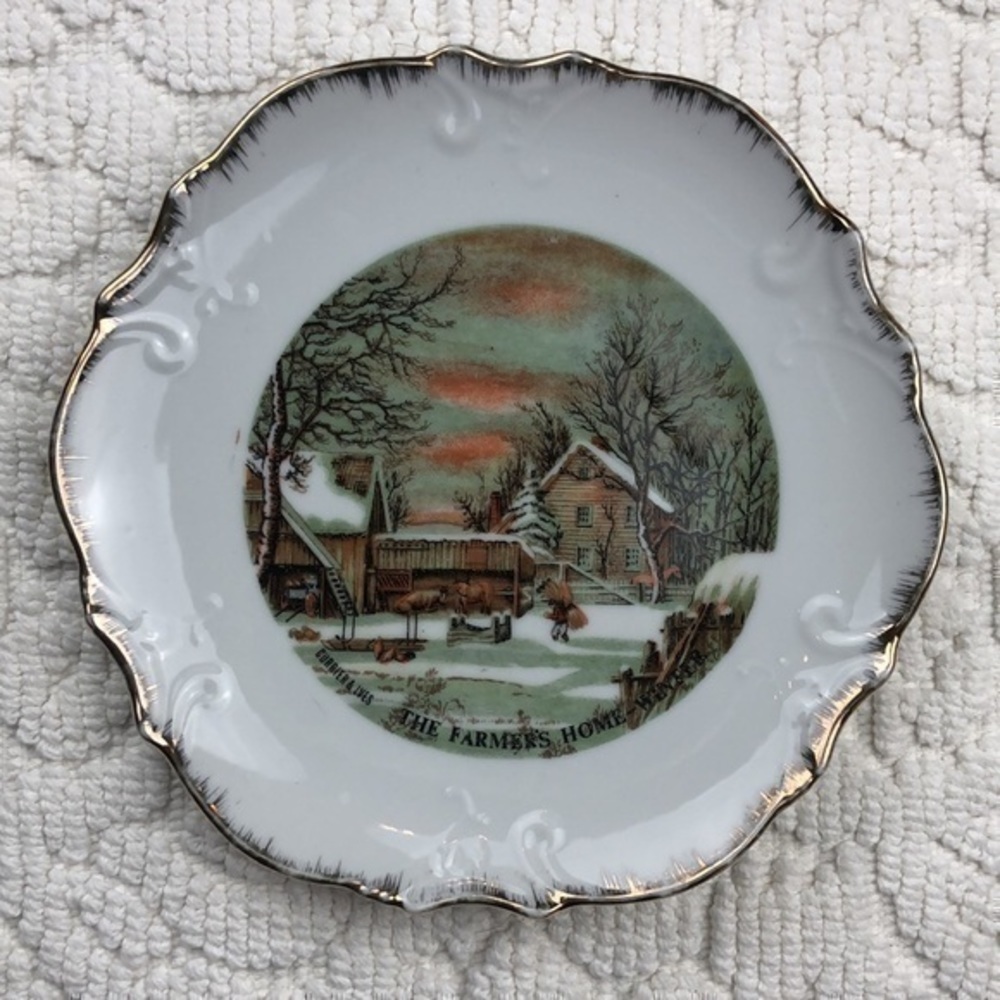 Vintage Courier & Ives “The Farmer’s Home - Winter” Collectible Plate - Picture 3 of 11